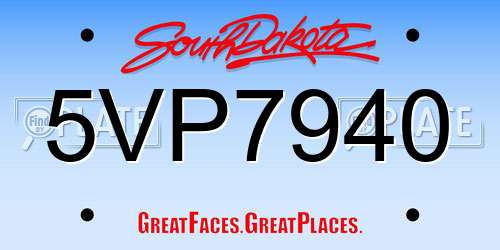 5VP7940 South Dakota License Plate