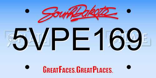 5VPE169 South Dakota License Plate