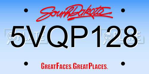 5VQP128 South Dakota License Plate