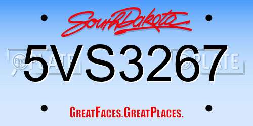 5VS3267 South Dakota License Plate