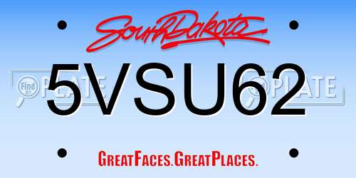 5VSU62 South Dakota License Plate
