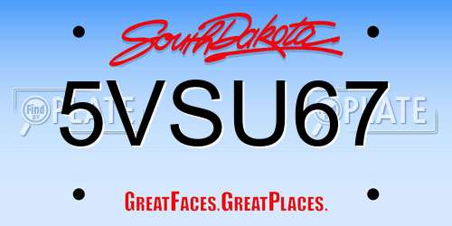 5VSU67 South Dakota License Plate