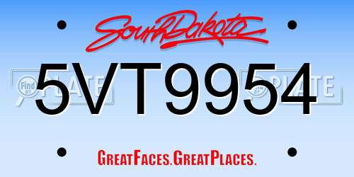 5VT9954 South Dakota License Plate