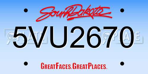 5VU2670 South Dakota License Plate