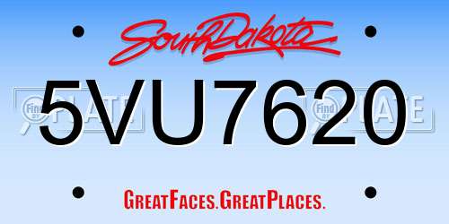 5VU7620 South Dakota License Plate