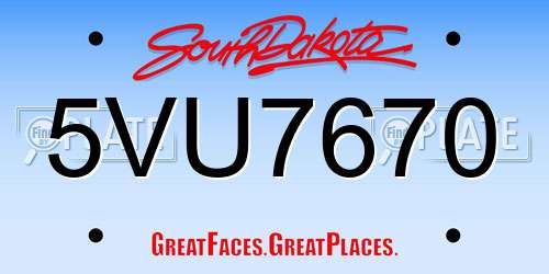 5VU7670 South Dakota License Plate