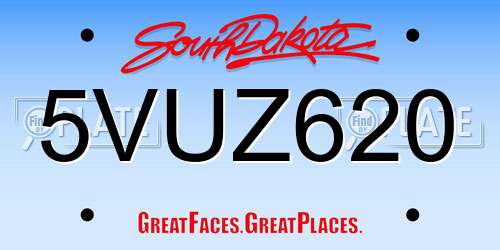 5VUZ620 South Dakota License Plate