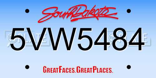 5VW5484 South Dakota License Plate