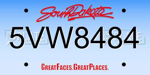 5VW8484 South Dakota License Plate