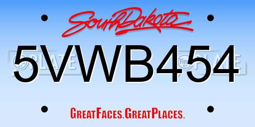 5VWB454 South Dakota License Plate