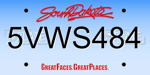 5VWS484 South Dakota License Plate