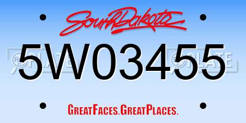 5W03455 South Dakota License Plate