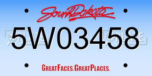5W03458 South Dakota License Plate