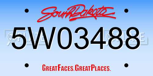 5W03488 South Dakota License Plate