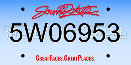5W06953 South Dakota License Plate