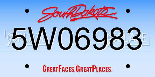 5W06983 South Dakota License Plate
