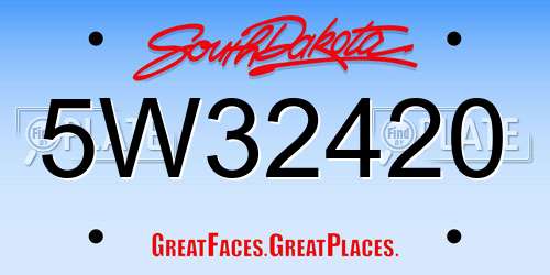 5W32420 South Dakota License Plate