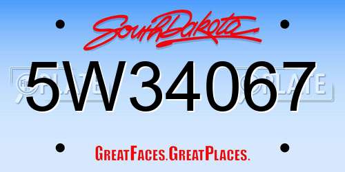 5W34067 South Dakota License Plate