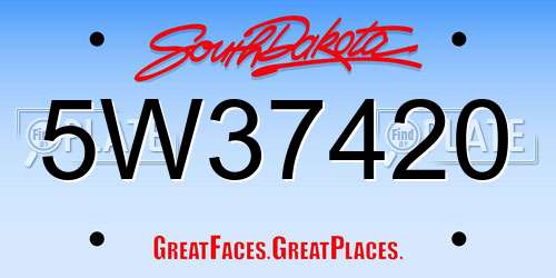 5W37420 South Dakota License Plate