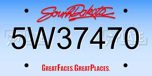 5W37470 South Dakota License Plate