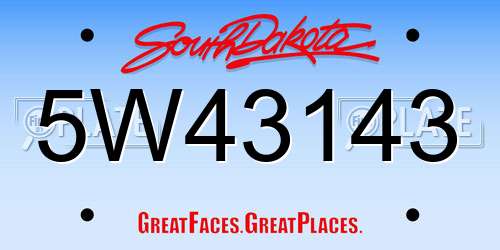 5W43143 South Dakota License Plate