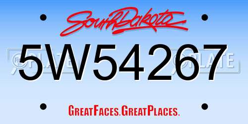 5W54267 South Dakota License Plate