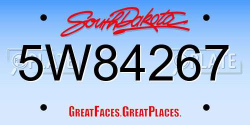 5W84267 South Dakota License Plate