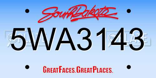 5WA3143 South Dakota License Plate