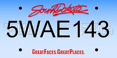 5WAE143 South Dakota License Plate
