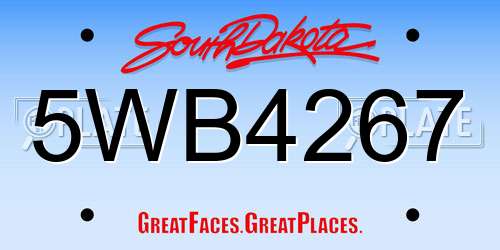 5WB4267 South Dakota License Plate