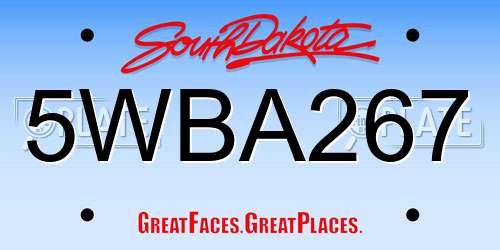 5WBA267 South Dakota License Plate