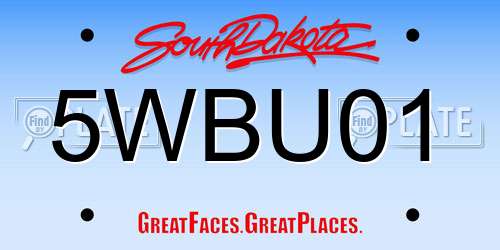 5WBU01 South Dakota License Plate