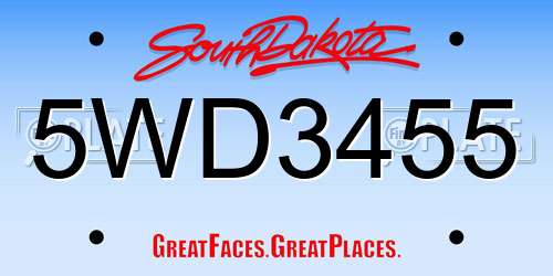 5WD3455 South Dakota License Plate