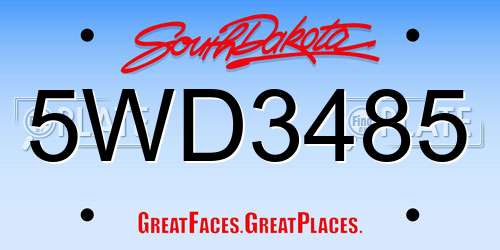 5WD3485 South Dakota License Plate