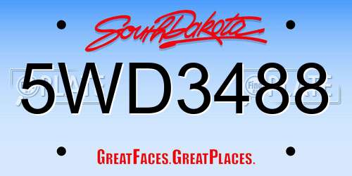 5WD3488 South Dakota License Plate