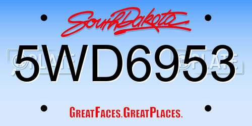 5WD6953 South Dakota License Plate