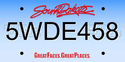 5WDE458 South Dakota License Plate