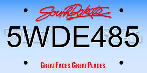 5WDE485 South Dakota License Plate