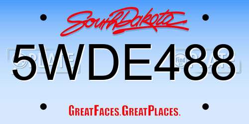 5WDE488 South Dakota License Plate