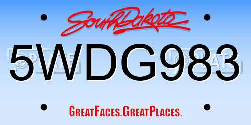 5WDG983 South Dakota License Plate