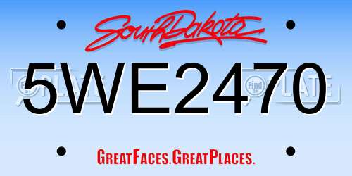 5WE2470 South Dakota License Plate