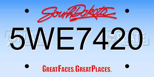5WE7420 South Dakota License Plate