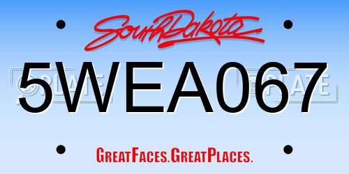 5WEA067 South Dakota License Plate