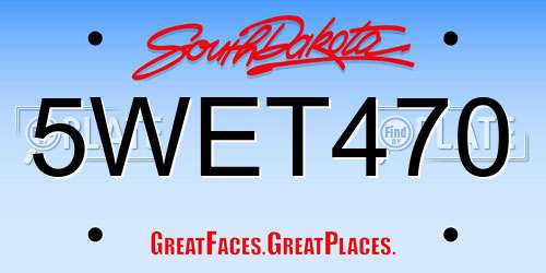 5WET470 South Dakota License Plate
