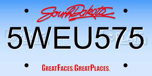 5WEU575 South Dakota License Plate