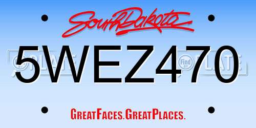 5WEZ470 South Dakota License Plate