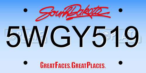5WGY519 South Dakota License Plate