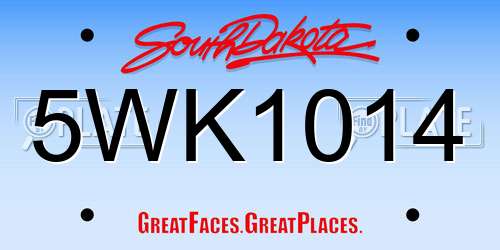 5WK1014 South Dakota License Plate