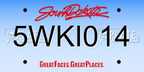 5WKI014 South Dakota License Plate