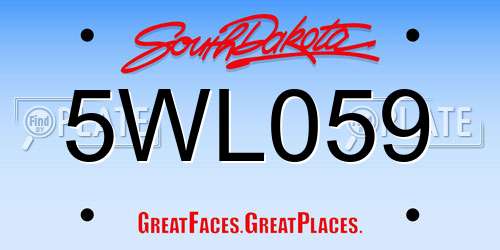5WL059 South Dakota License Plate